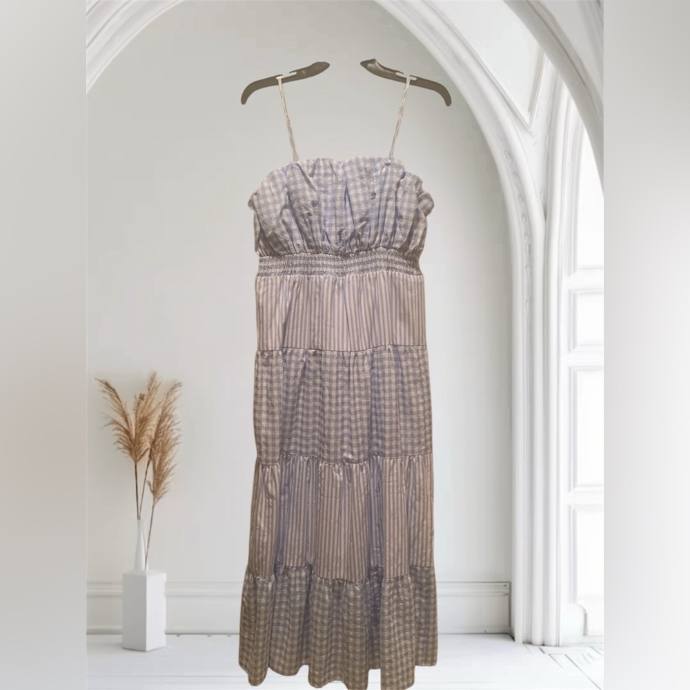 Entro Gingham and Striped Dress